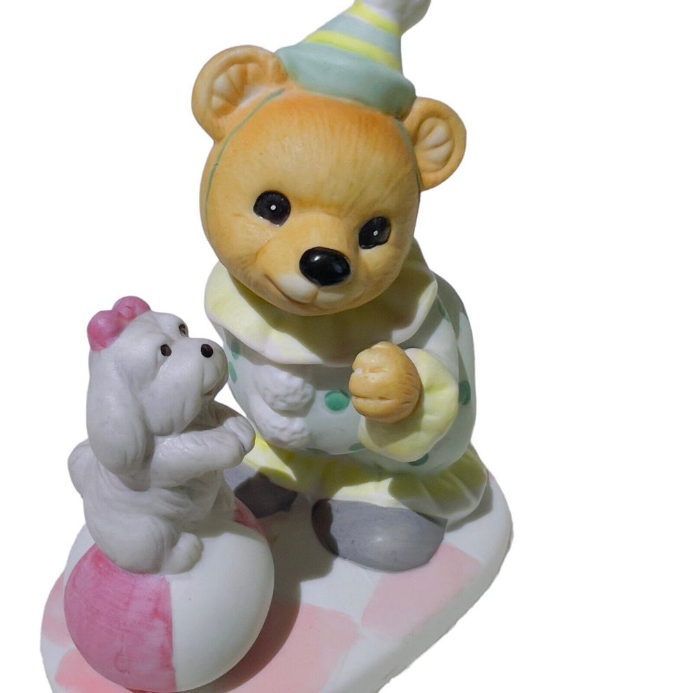 VTG 1980's HOMCO Porcelain 4.5" Clown Bear Dog On A Ball Figure #8881- Taiwan - Picture 2 of 6